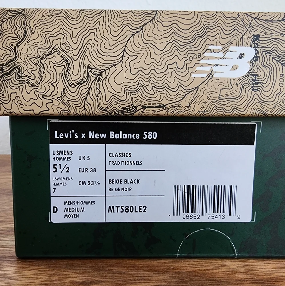 New Balance x Levi's 580 '150th Anniversary' Beige W7 M5.5 - Picture 9 of 9